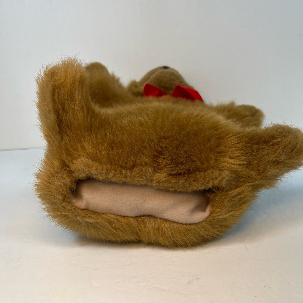 Vintage‎ Gund Brown Bear Puppet with Red Bow Stuffed Animal Teddy Bear - Picture 7 of 12